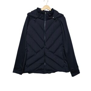 Athleta Inlet Jacket Navy Blue Hybrid Down Puffer Hooded Coat Womens Size 2X